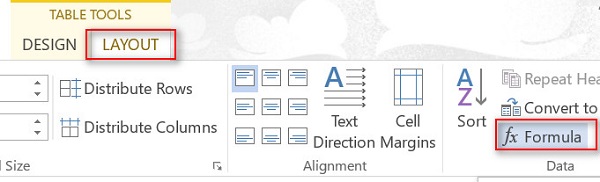 chức năng fomula trong word 2013