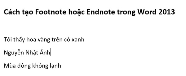 thêm trích dẫn footnote trong word