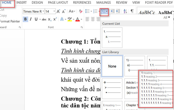 mục lục tự động word 2013 - 2010