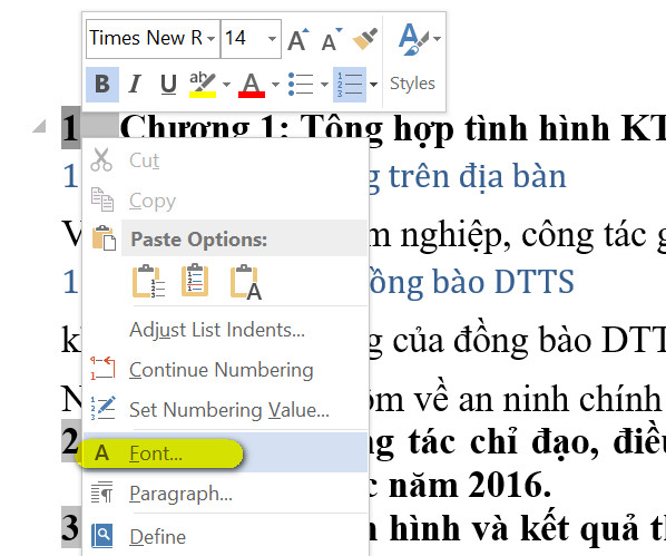 chọn font