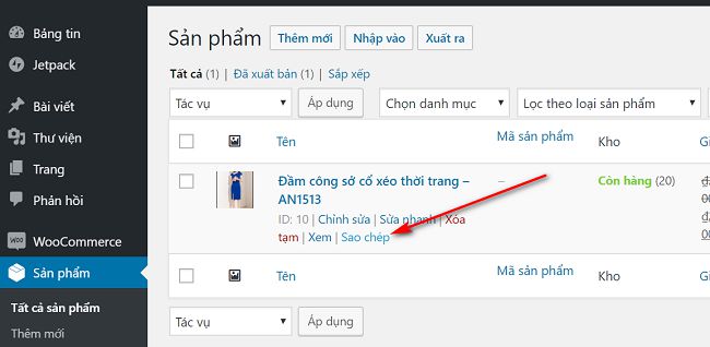 sao chép sản phẩm cho cửa hàng