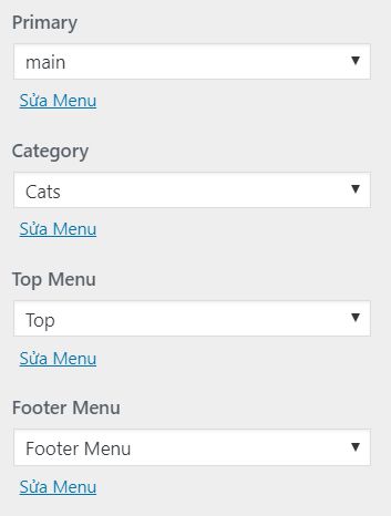 vị trí menu