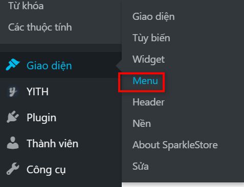danh mục menu