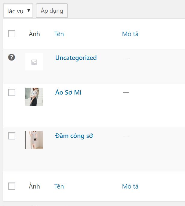 sửa danh mục