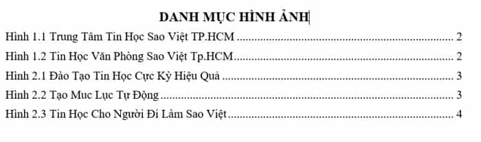 đánh tự động mục lục hình ảnh