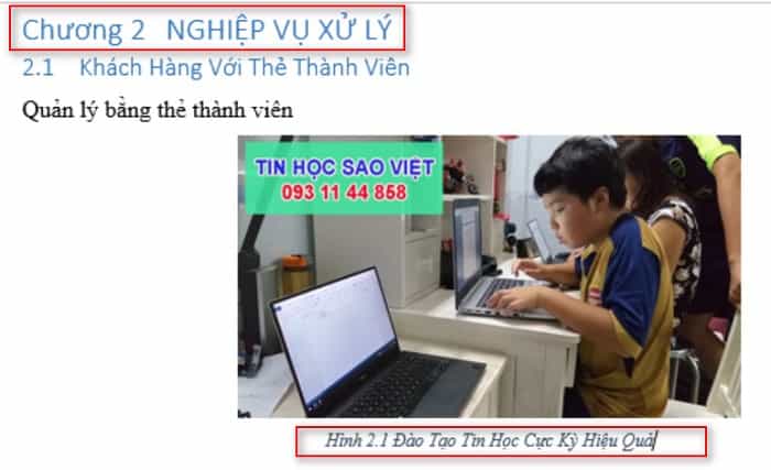 danh mục hình ảnh trong word