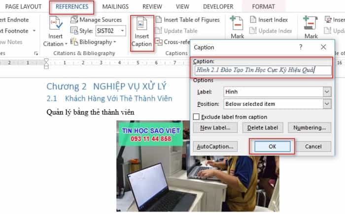 danh mục hình ảnh cho báo cáo word