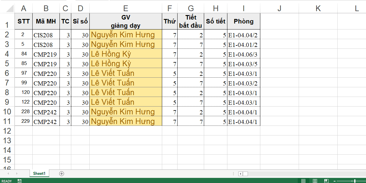 tách dữ liệu thành nhiều sheet trong excel
