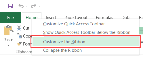Customize Ribbon