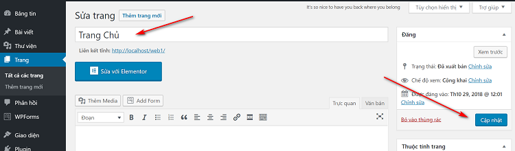 tạo các trang cơ bản cho website tin tức wordpress
