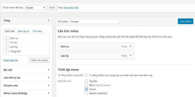 menu danh mục bài viết website tin tức wordpress