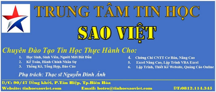 trung tâm tin học sao việt Biên Hòa