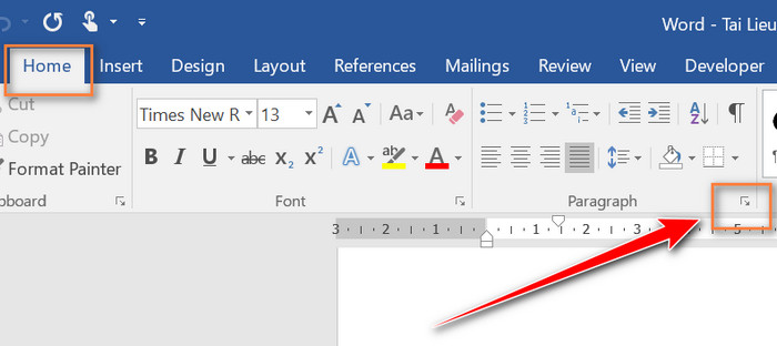 cài đặt mặc định paragraph