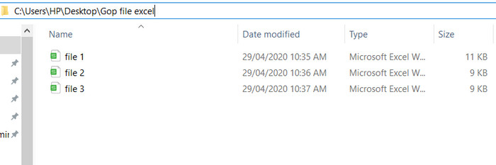 Ba file gốc ban đầu
