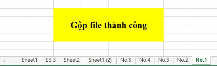 Các sheet được gộp thành công