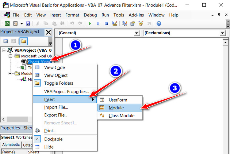 mở module để viết code