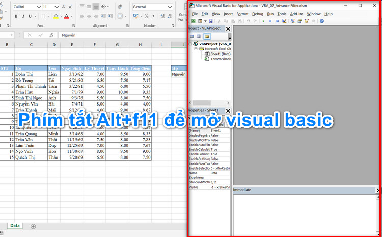 mở visual basic