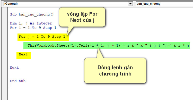 gán chương trình