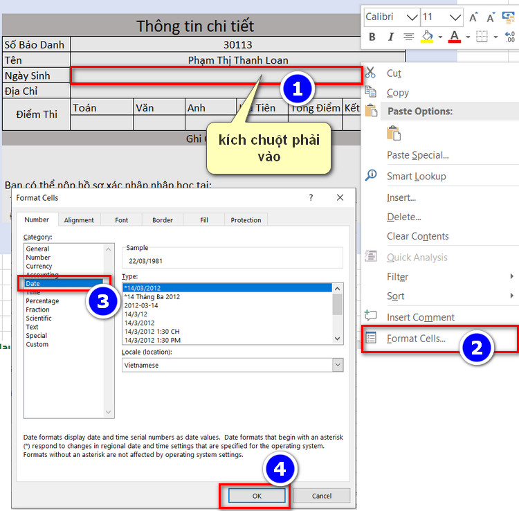 cài đặt ngày tháng