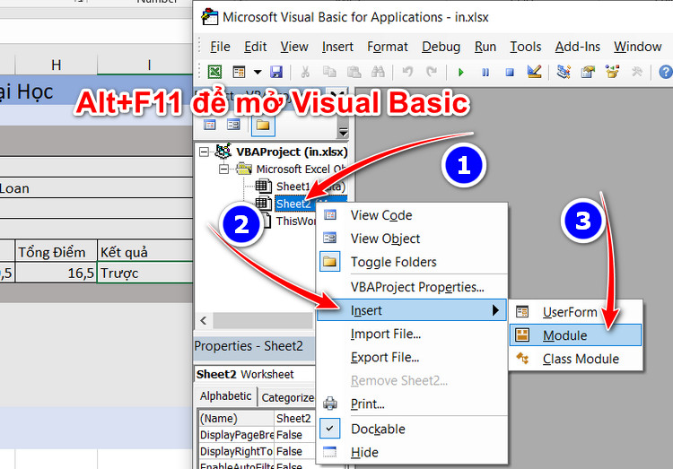 mở visual basic