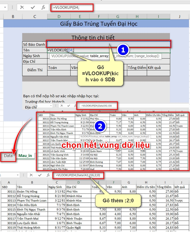 tạo vlookup