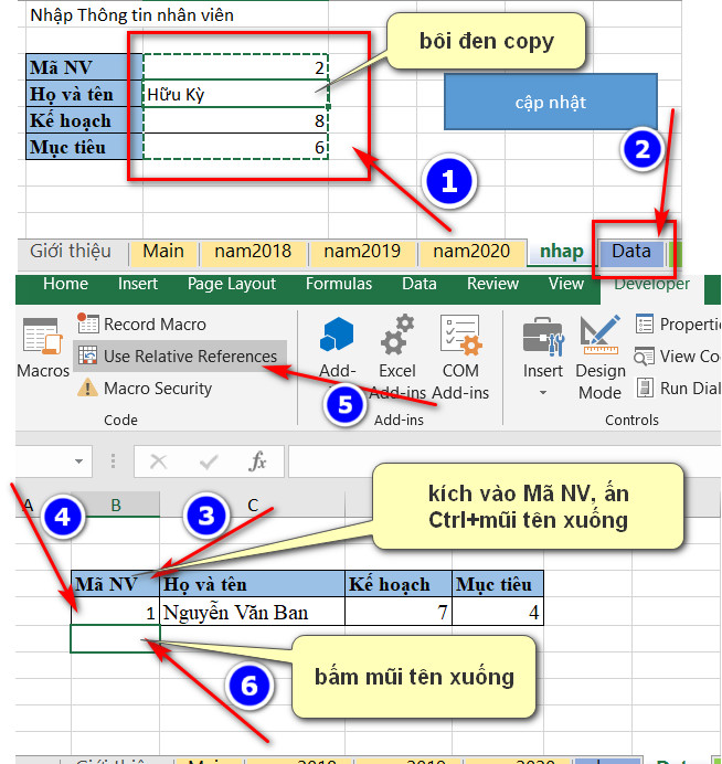 sheet nhập data