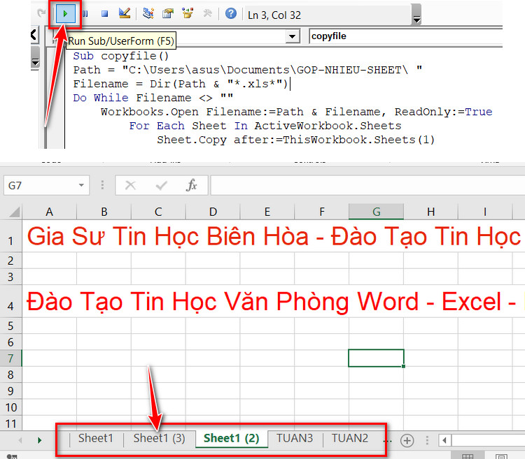 chạy chương trình