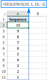 dùng hàm sequence giảm dần theo cột