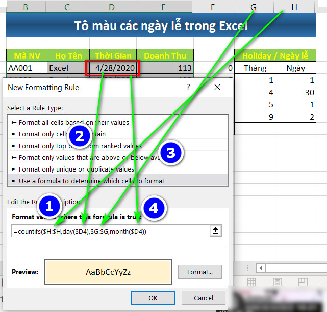 công thức tô màu