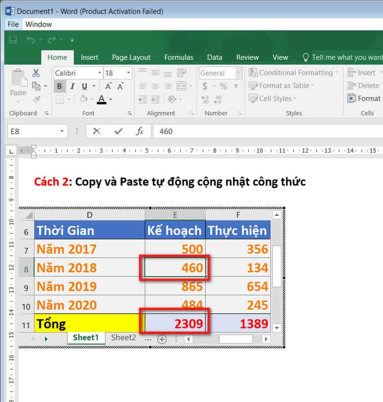 sữa kết quả copy tự động cập nhật công thức