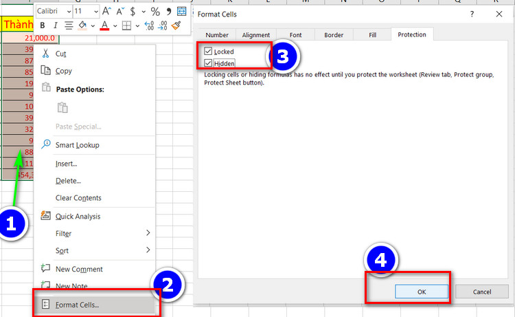 ẩn công thức trong excel