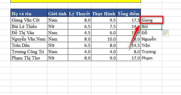 flash fill trong excel