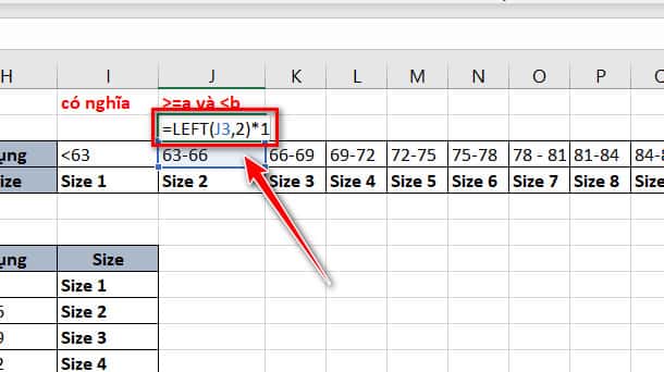 lấy số đầu tiên của size 