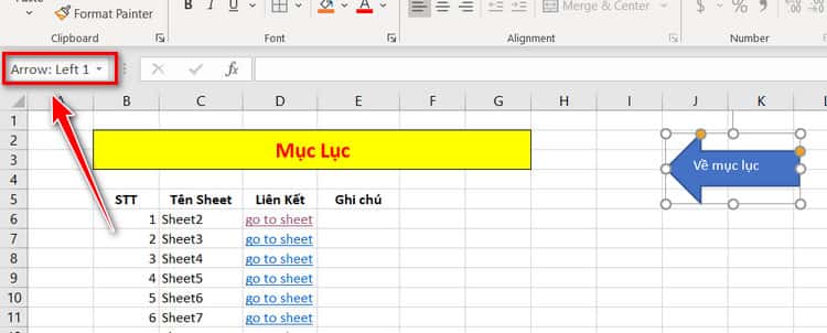 nhìn tên của khối vừa tạo