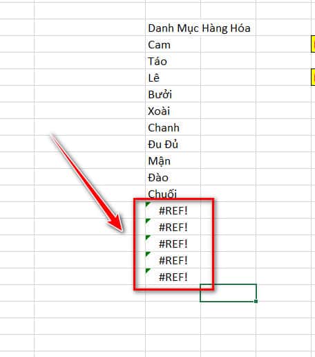 các sheet chưa được tạo