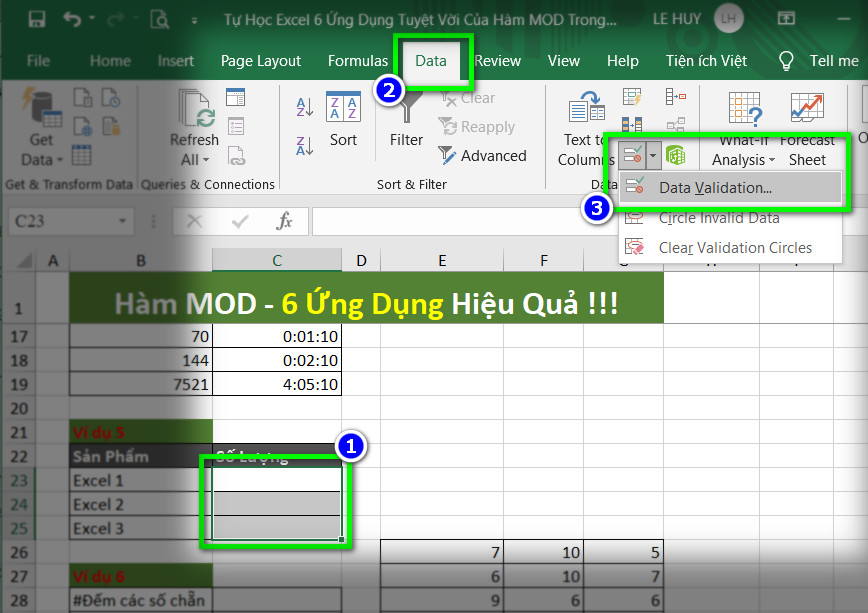 chọn trường số lượng