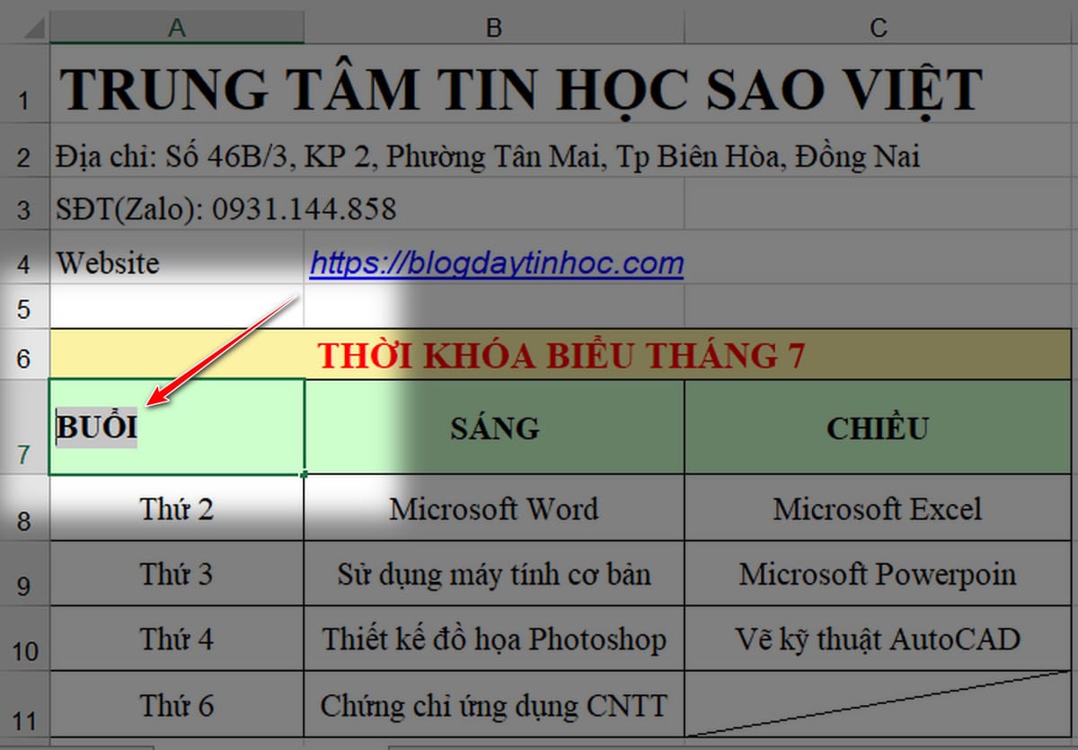 Ghi nội dung vào ô Excel Kẻ Đường Gạch Chéo.