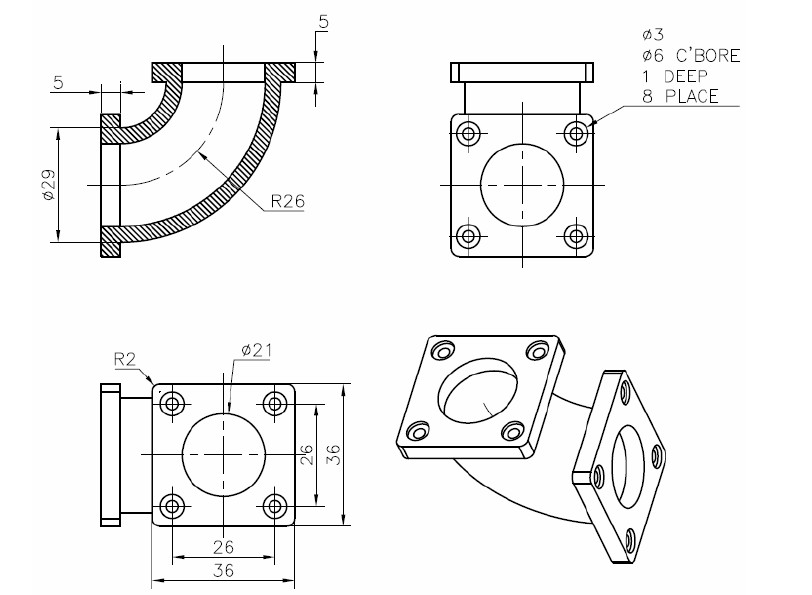 bài tập Autocad 3D - bài tập số 10