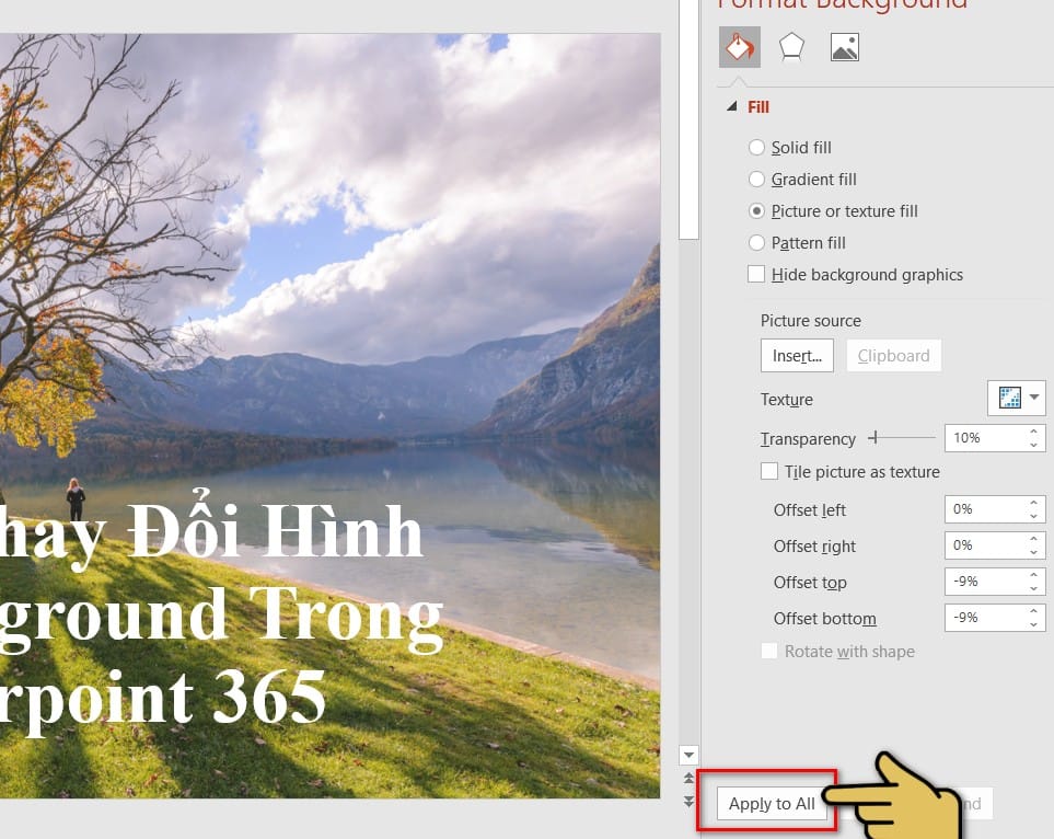 chọn apply to all