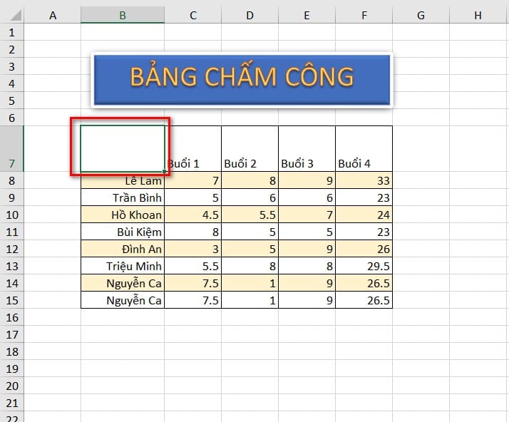 chọn ô để tách