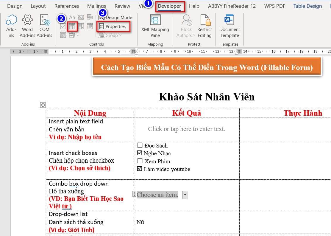 hình trường dữ liệu combo box