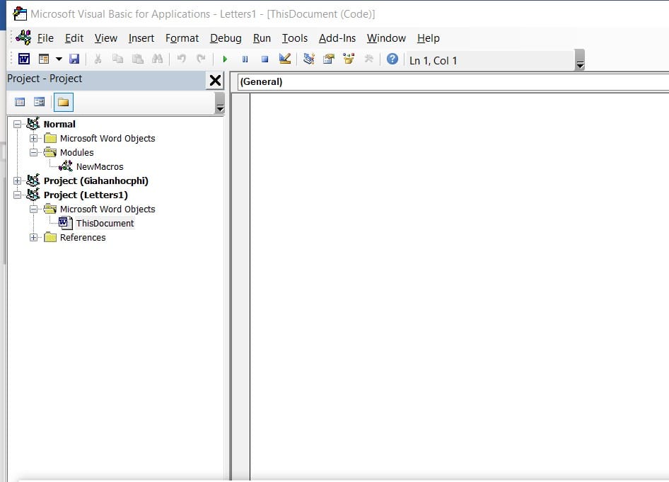 giao diện VBA