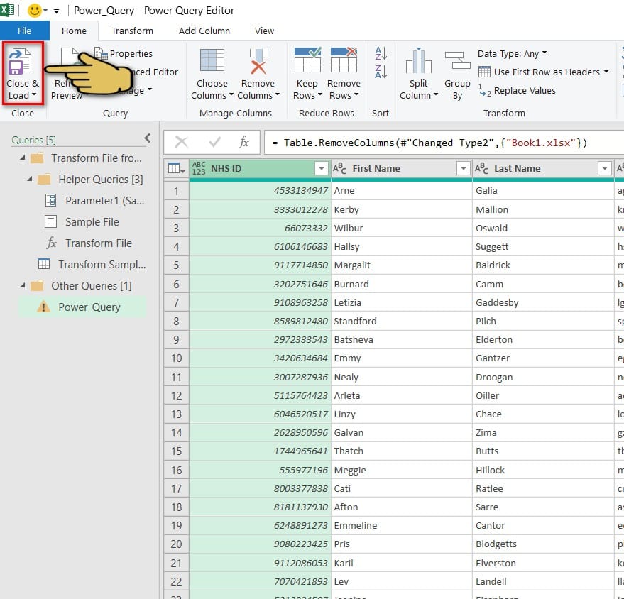 thoát giao diện Power query