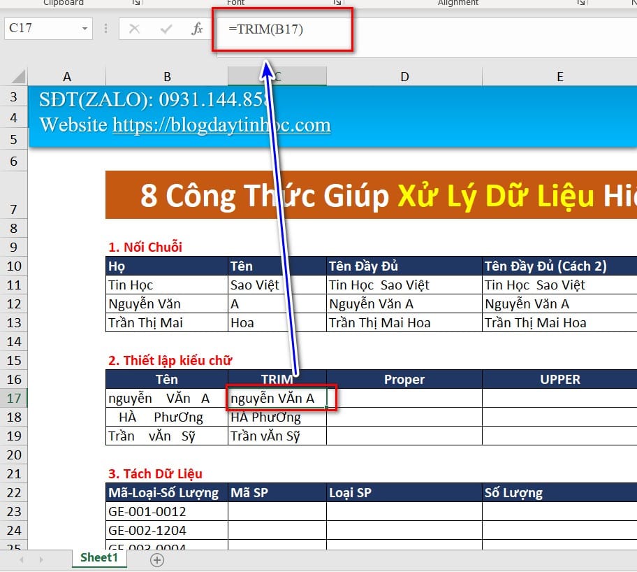 hình ảnh sử dụng hàm trim