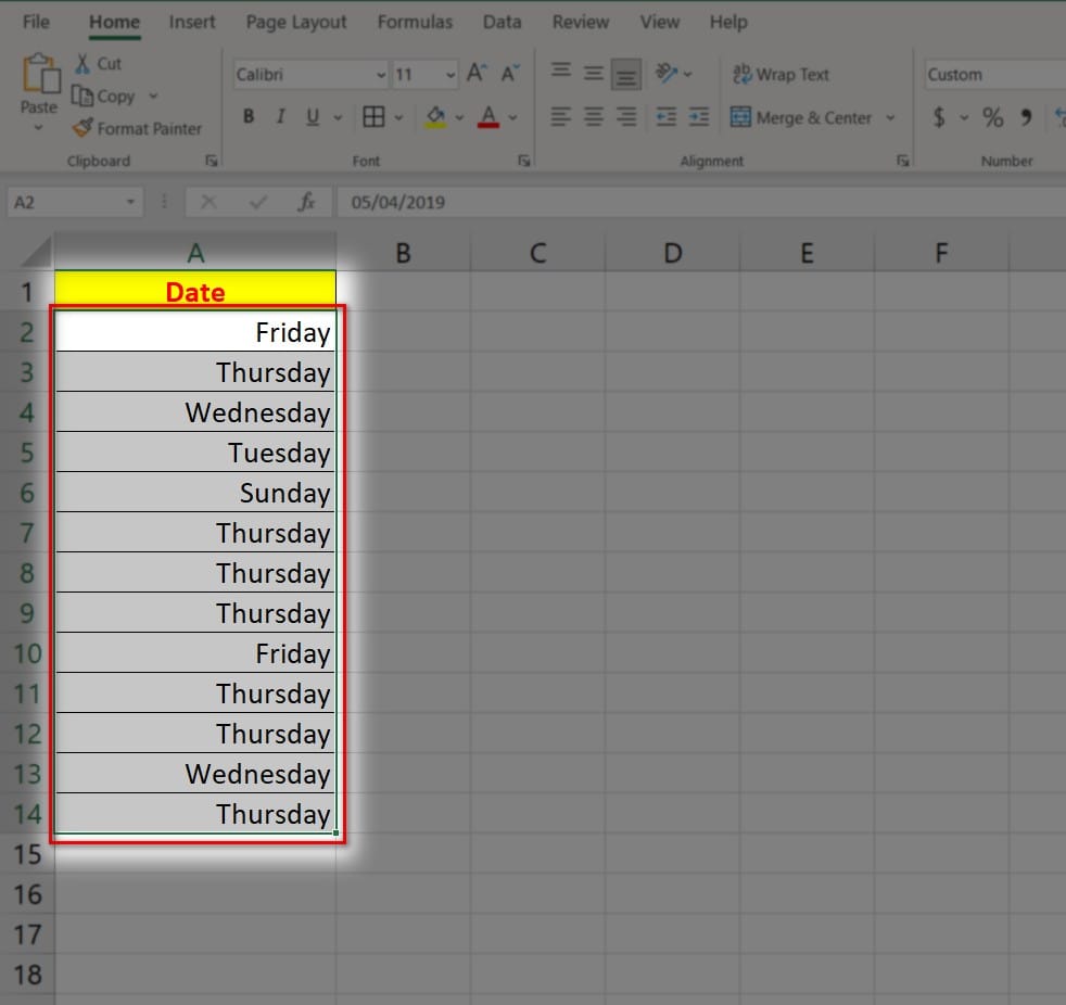hình ảnh hiển thị thứ