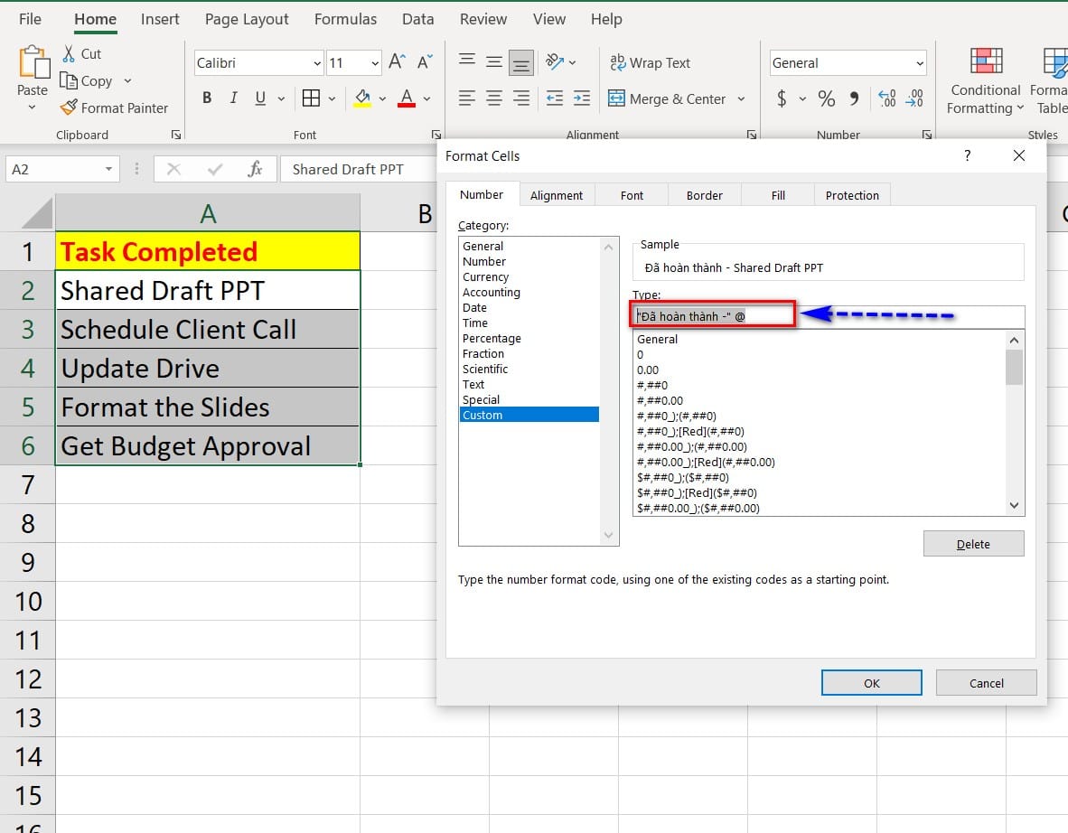 hình gõ công thức hiển thị check