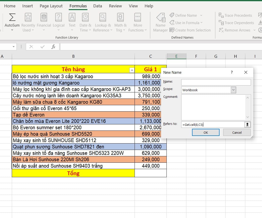 hình ảnh gõ giá trị trong new name