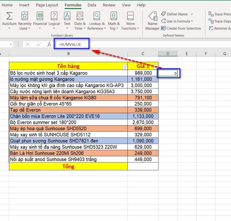 hình tính tổng theo giá trị