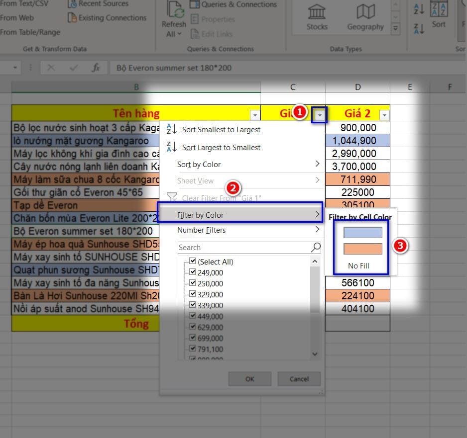 hình ảnh chọn màu lọc
