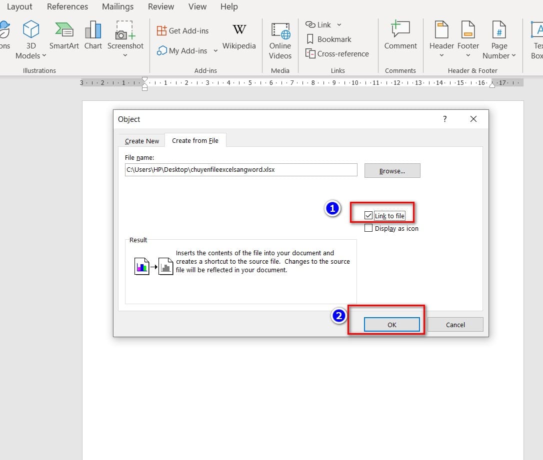 hình ảnh tích ở link to file